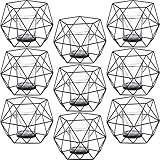 Geometric Candle Holder Votive Stand Accent Bulk Decorative for Thanksgiving Christmas Wedding Table Centerpiece Party Supplies Living Room Home Birthday(Black, 9 Pcs)