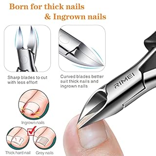 RIMEI Toenail Clippers, Professional Thick & Ingrown Nail Clippers for Men & Seniors, Podiatrist Recommended, Pedicure Clippers Toenail Cutters, Stainless Steel Sharp Curved Blade Grooming Tool