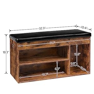 Hoobro shoe storage bench with padded cushion entryway bench with flip open storage box and adjustable shelf shoe rack with hidden compartment for entryway living room rustic brown bf40hx01  urban country home decor