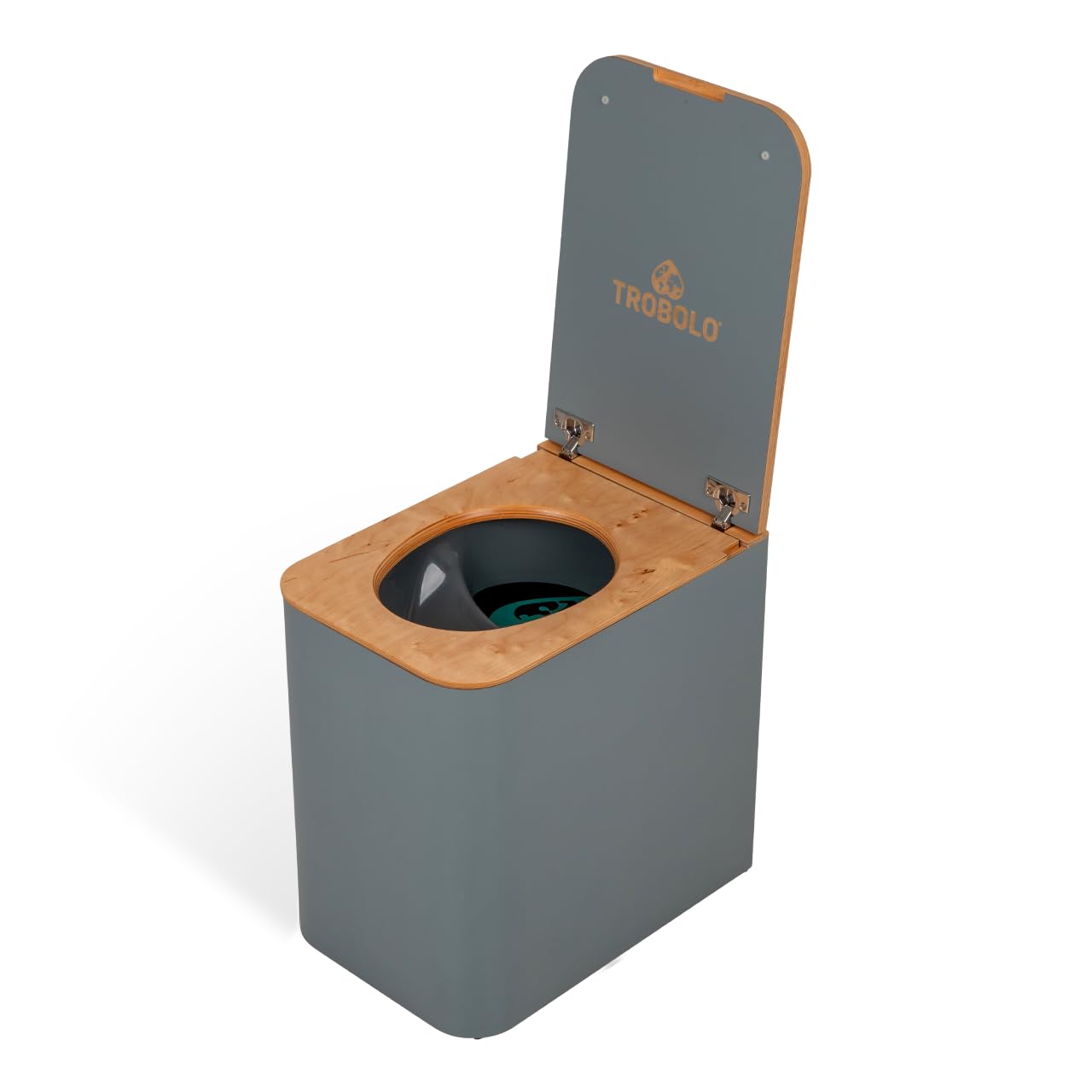 TROBOLO SilvaBloem – Trockentrenntoilette aus Holz – Komposttoilette ohne Chemie & Wasser – Ideal für Gartenhaus, Van & Tiny House – Geruchlose Trenntoilette kompatibel mit Abluftsystem (Grau)