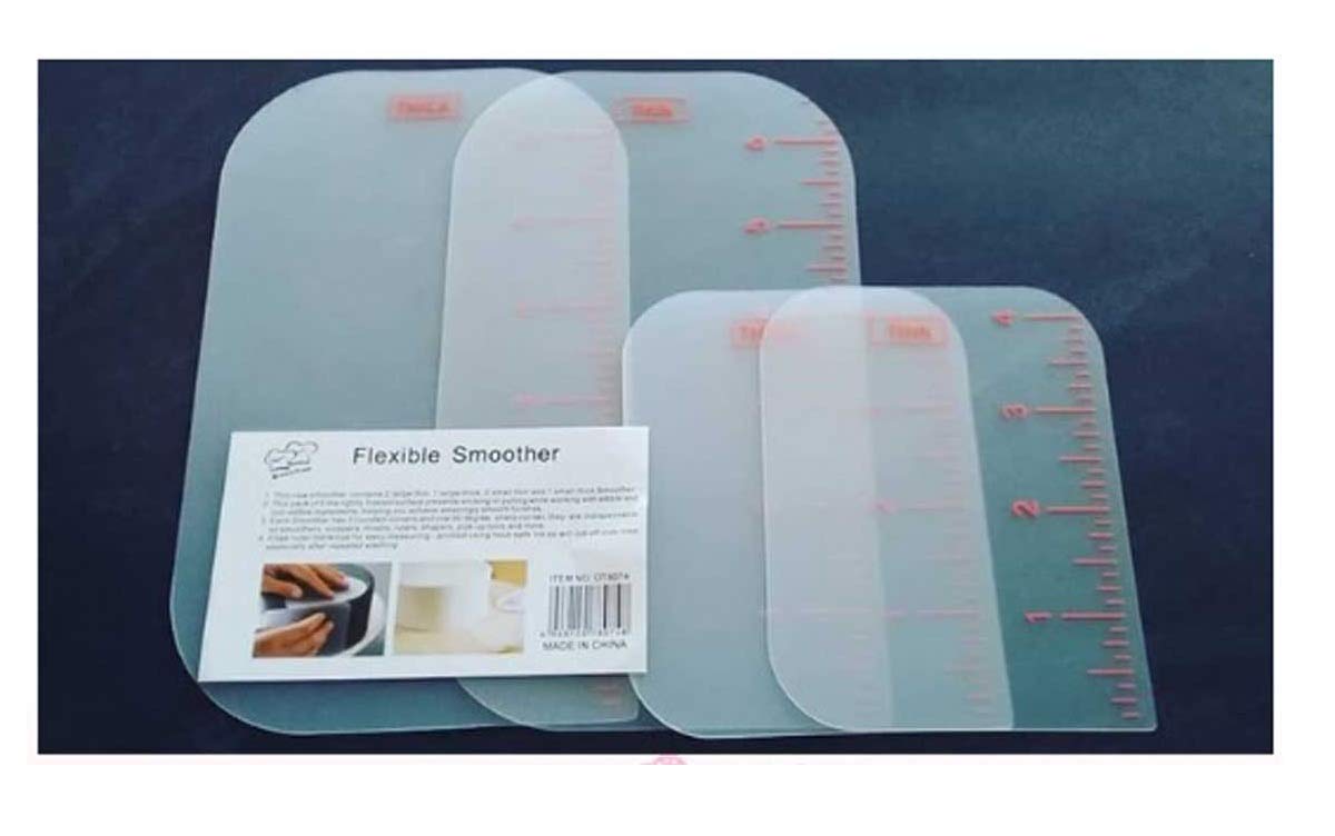 Cake Decor 4 Pcs Flexible Smoothner Fondant Mousse Cream Spatula Edge Smoother Cake Decorating Tools