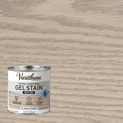 Image of Varathane Total Control Gel Stain | Low Odor Water-Based Formula | Thick Gel Formula for Vertical Surfaces | Ideal for Wood, Metal & Fiberglass | Half Pint | Classic Gray