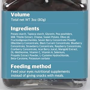   Eyes-Supplement-for-Dogs-and-Puppy--Tear-Stain-Remover-Vision-Support-with-Lutein-Omega-3-Milk-Thistle-Duck-Flavored-Soft-Chews-82-oz-80g-70-Brown