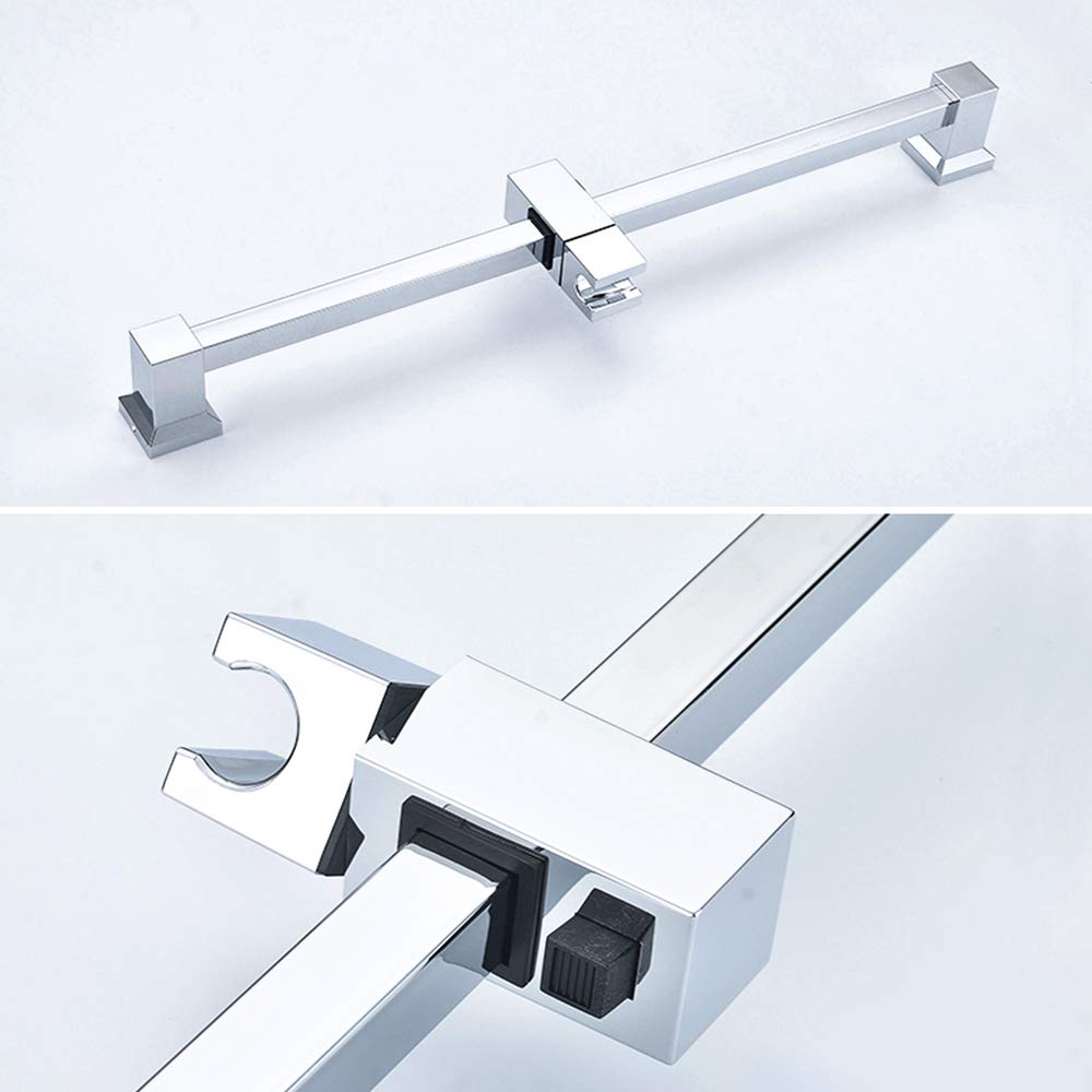 Quadratische, verstellbare, anhebbare Duschstange mit Brausehalter, ABS-Brausegarnitur-Zubehör, Chrom-Finish, Handbrause (Size : Showerslide)