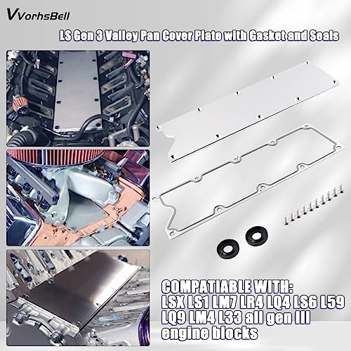 Image of LS Gen3 Valley Cover Pan Plate Compatible with LSX LS1 LM7 LR4 LQ4 LS6 L59 LM33 LQ9 LM4 Chevy GMC Silverado Sierra SUV