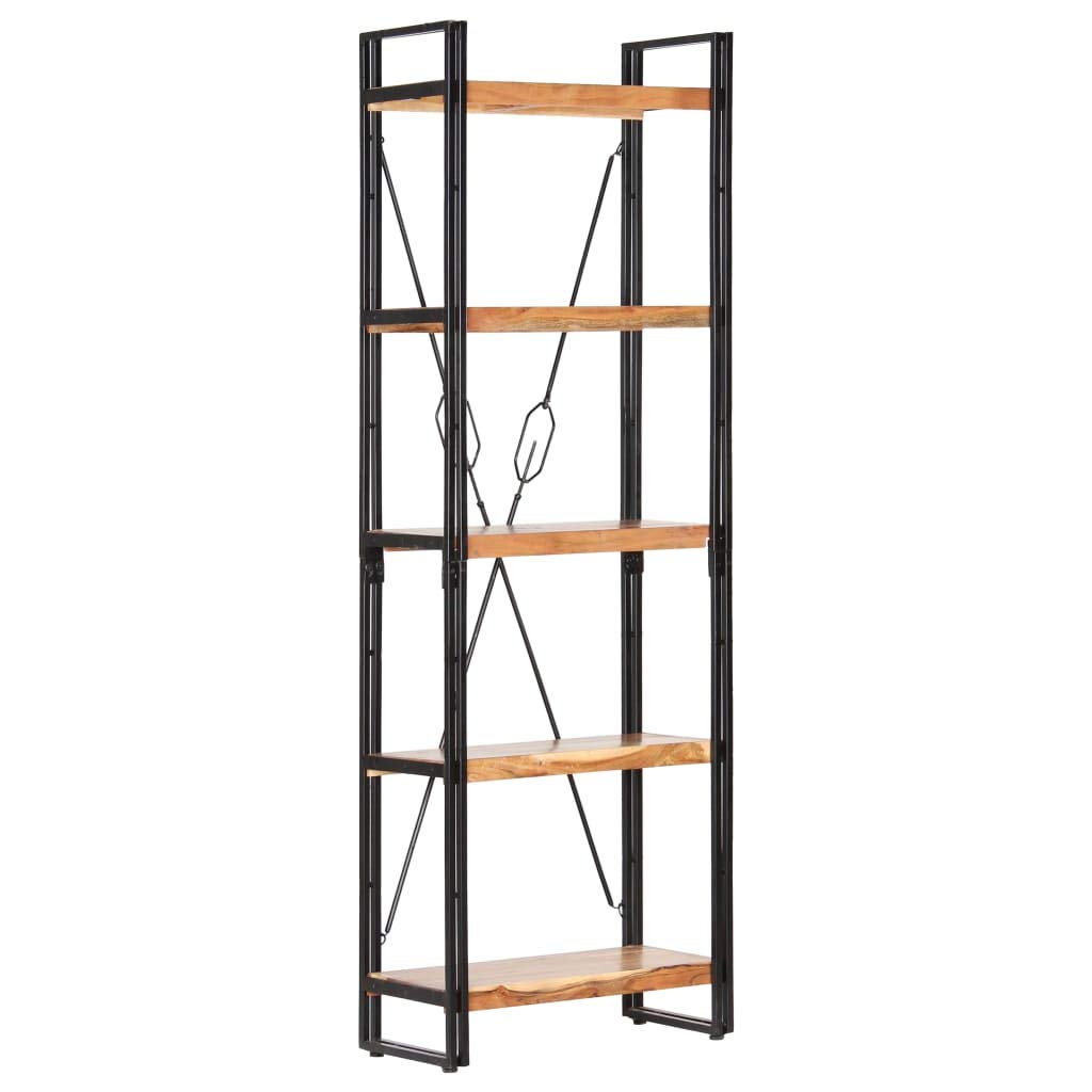Tidyard Libreria a 5 Ripiani, Scaffale in Stile Industriale, Scaffali in Metallo per Garage, per Soggiorno, Cucina, Bagno, Magazzino e Cantina 60x30x180 cm in Legno Massello di Acacia