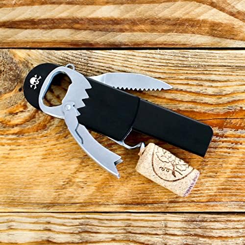 Suck UK | Bottle Opener Pirate | Corkscrew Wine Opener With Foil Cutter | Bottle Openers For Home Or Outdoor Bar | Bar Accessories For Home Pub | Waiters Friend & Bottle Opener Keyring | Dad Gifts