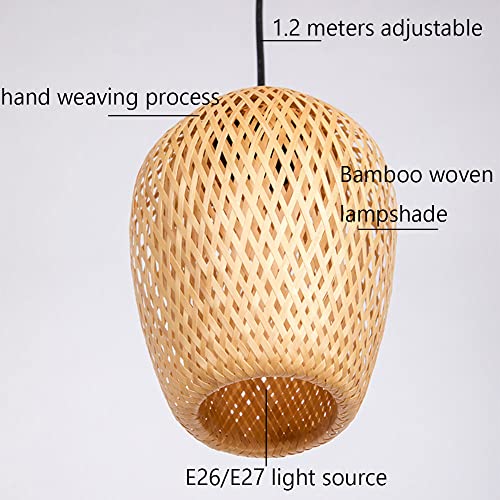 Lampe en osier naturel compatible douille E27 pour suspension durable