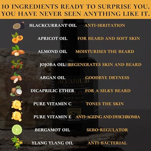 Alfarium Men's Scented Beard Oil with 8 Natural Oils and Vitamin A/C/E for Beard and Face Care, Dry Beard Oil, Non-Greasy - Image 4