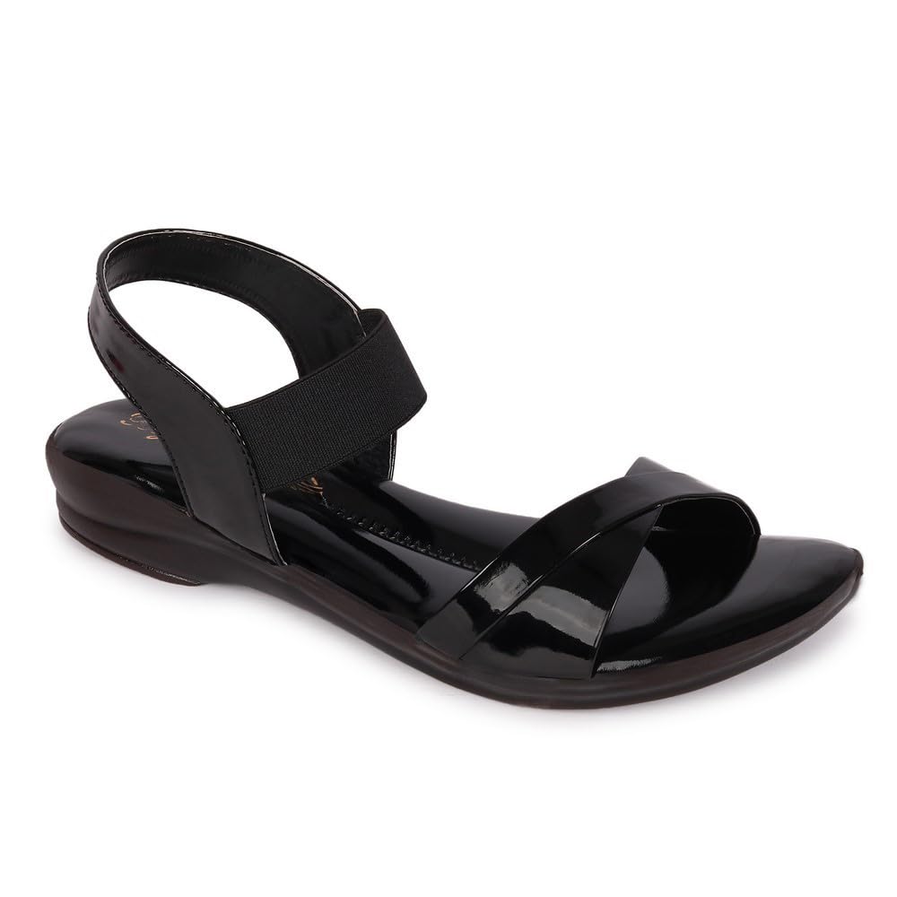BIG BIRD FOOTWEAR Airmax/PU Sole Patent Leather Flat Casual Sandals for Women & Girls (Black, Size : 4UK) (B0DCC3QMHT) Amazon Price History, Amazon Price Tracker