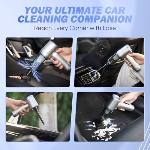 Image of SakerPlus Mini Vacuum Cleaner, 3 in 1 Cordless Handheld Vacuum Cleaners, 18000Pa High Power Car Vacuum Cleaner with Brushless Motor,Adjustable Car Vaccum Portable Cordless for Cars,Desktop-Blue