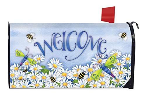Dragonfly Welcome Summer Magnetic Mailbox Cover Daisies Dragonflies