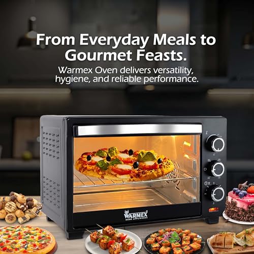 Image of WARMEX Mom's Bliss 25 Litres R&C OTG Oven Toaster Griller, Bake, Broil, Toast, Convection, Rotisserie & Glass Door Window with Variable Heating Mode (Black - MB25L R&C, 1600 Watt)