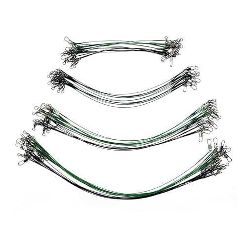Fishing Wire Leaders,40 PCS Stainless Steel High Strength Fishing Line Leaders Fishing Line Trace Lure Leaders with Swivels and Snaps for Lures Rig Hooks