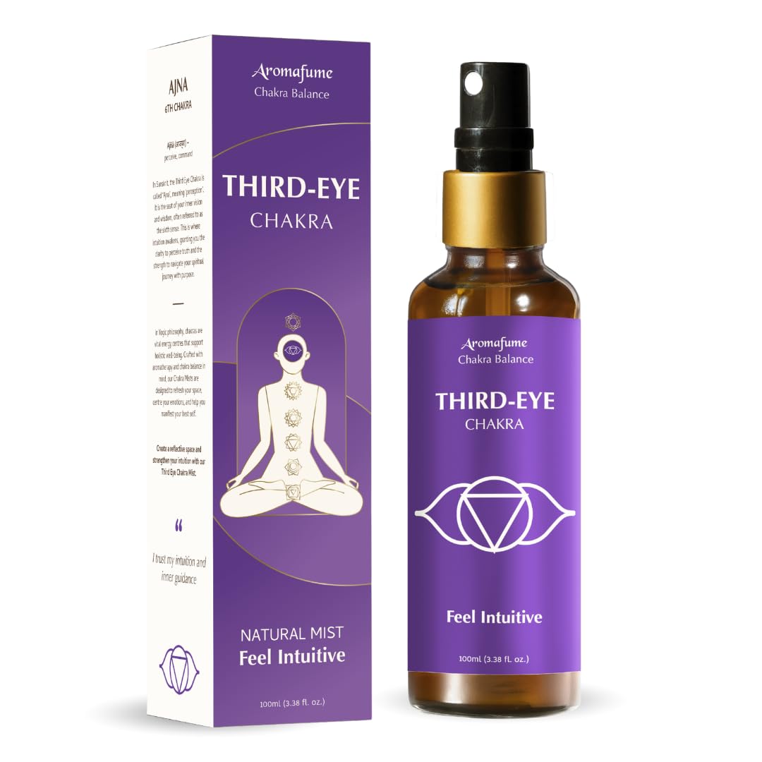 Third Eye Chakra Natural Mist by Aromafume | 100ml/3.3 fl oz | Ajna | Aromatherapy Spray for Chakra Balance | Rose & Juniper Extracts | Essential Oil Spray for Meditation, Yoga, Reiki