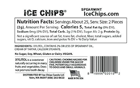 ICE CHIPS Xylitol Candy Tins 5.28 oz total (Spearmint, 3 Pack) - Includes BAND as shown