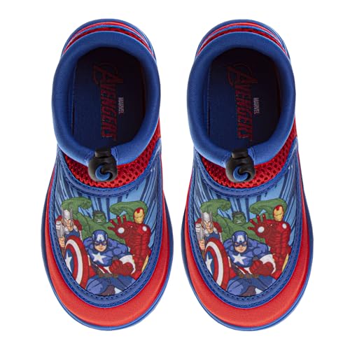Josmo Kids The Avengers Water Shoes - Ironman Captain America Hulk Thor Pool Aqua Socks Slip On Quick Dry - Blue Red (Size 5-6 Toddler)