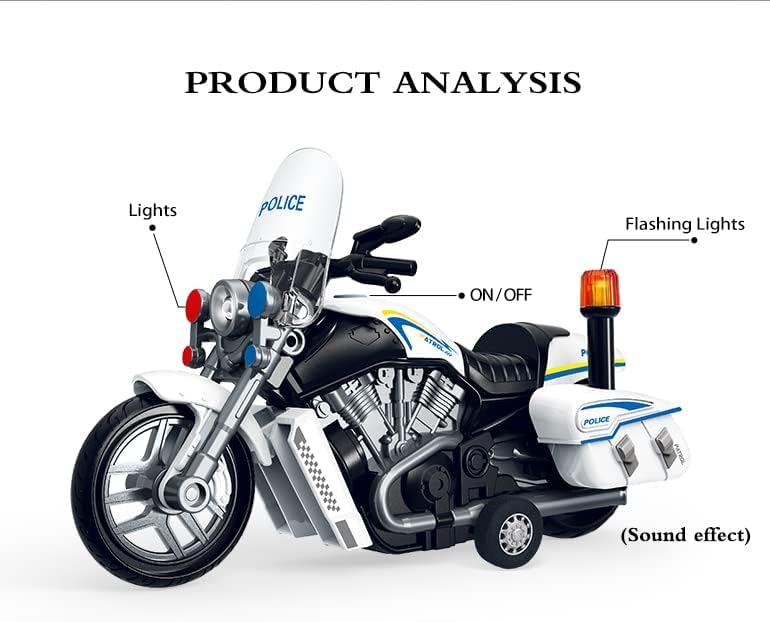 Image of Police Motorcycle Toy - Pull Back Motorcycle Toys, Tiny Gift with Music Lighting, Latte Motorcycles Toy for Kids Boys Age 3-8 Year Old [Multicolor] (Police -Motorcycles-Multicolor)