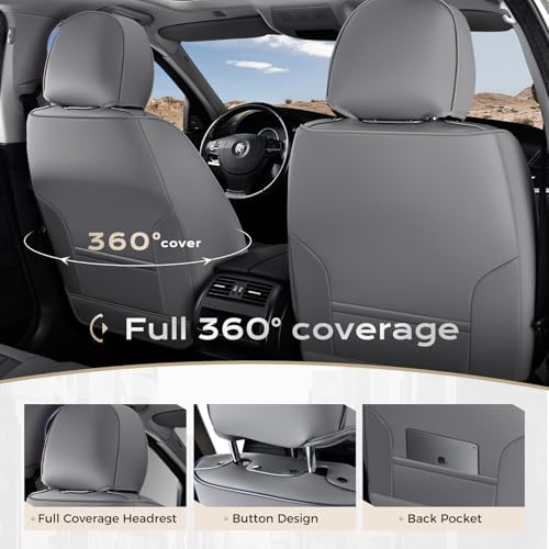 Image of Coverado Car Seat Covers Front Seats, Seat Covers for Cars, Car Seat Protector, 2-Pack Car Seat Cushion Nappa Leather, Waterproof Seat Covers Carseat Cover Universal Fit for Most Cars(Gray&Black)
