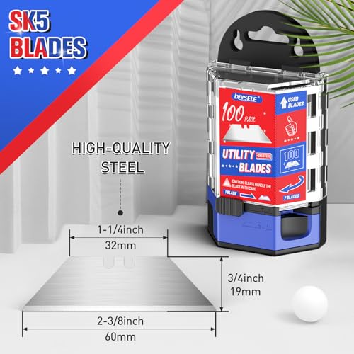 image for DIYSELF Utility Knife Blades, 100 Pack Box Cutter Blades, Knife Blades