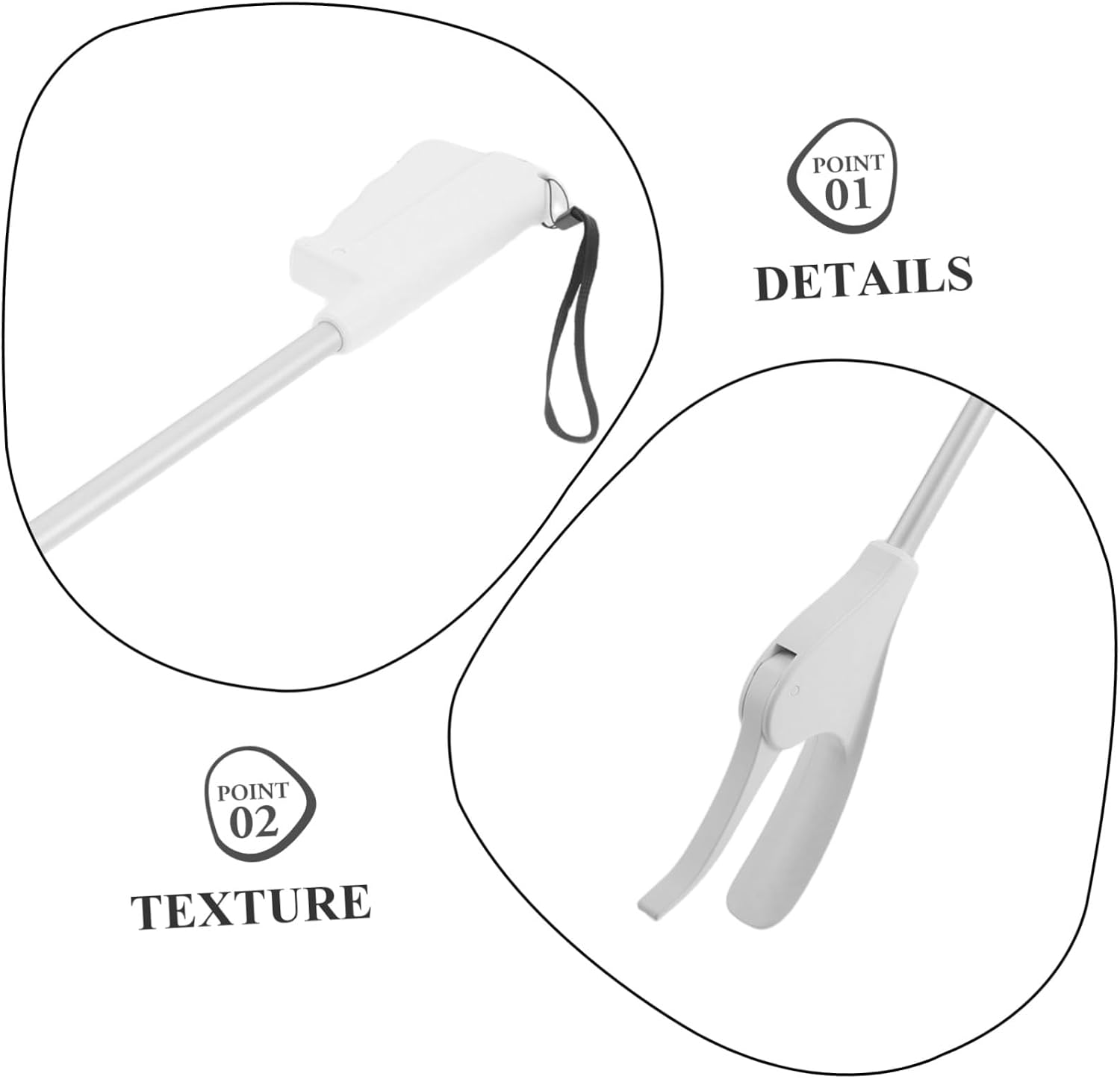 Abaodam Long Reach Trash Grabber Tool with Ergonomic Handle, 28-inch White Reaching Aid for Elderly and Pregnant Women, No Bend Pickup Stick for Older Adults and Disabled Users
