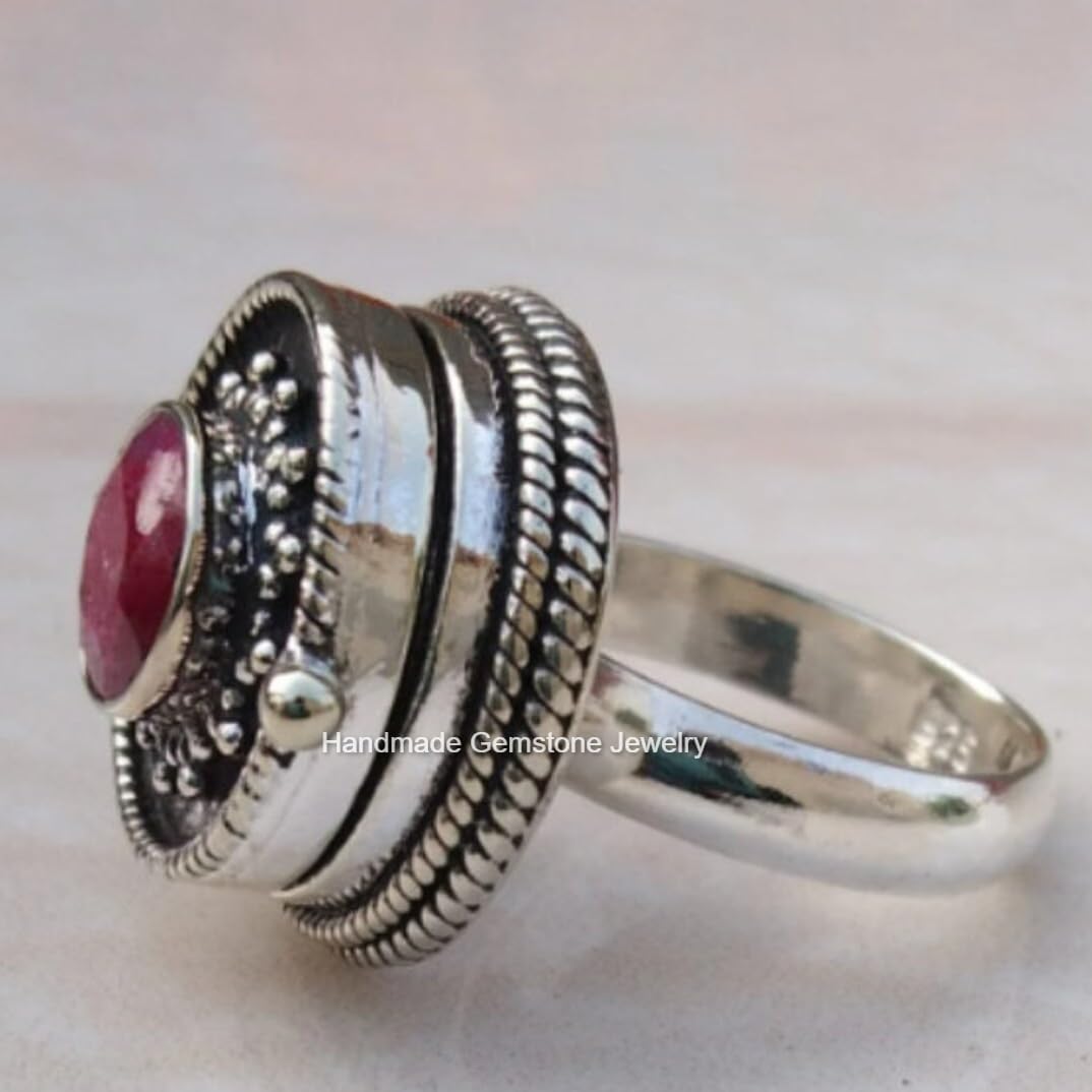Ruby Ring, Poison Box Ring, Red Stone Ring, Beautiful Ring, Locket Ring, Poison Pill Box, Designer Box Ring, Raw Ruby Ring, Secret Message Ring, Red Ruby Jewelry, Halloween Gifts