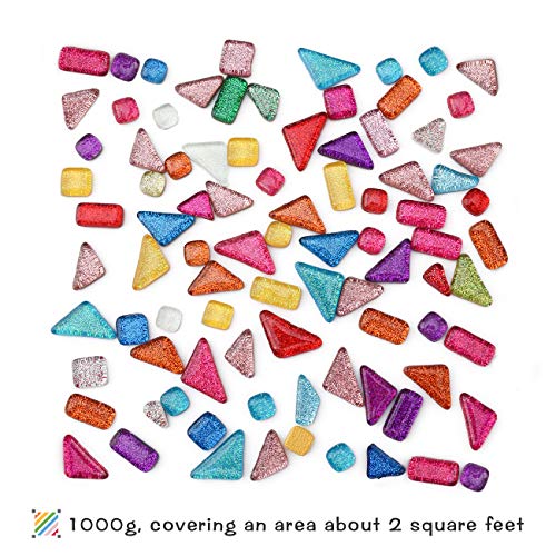 image for Youway Style Irregular Glass Mosaic Tiles, 1000g Mosaic Tiles for Craf