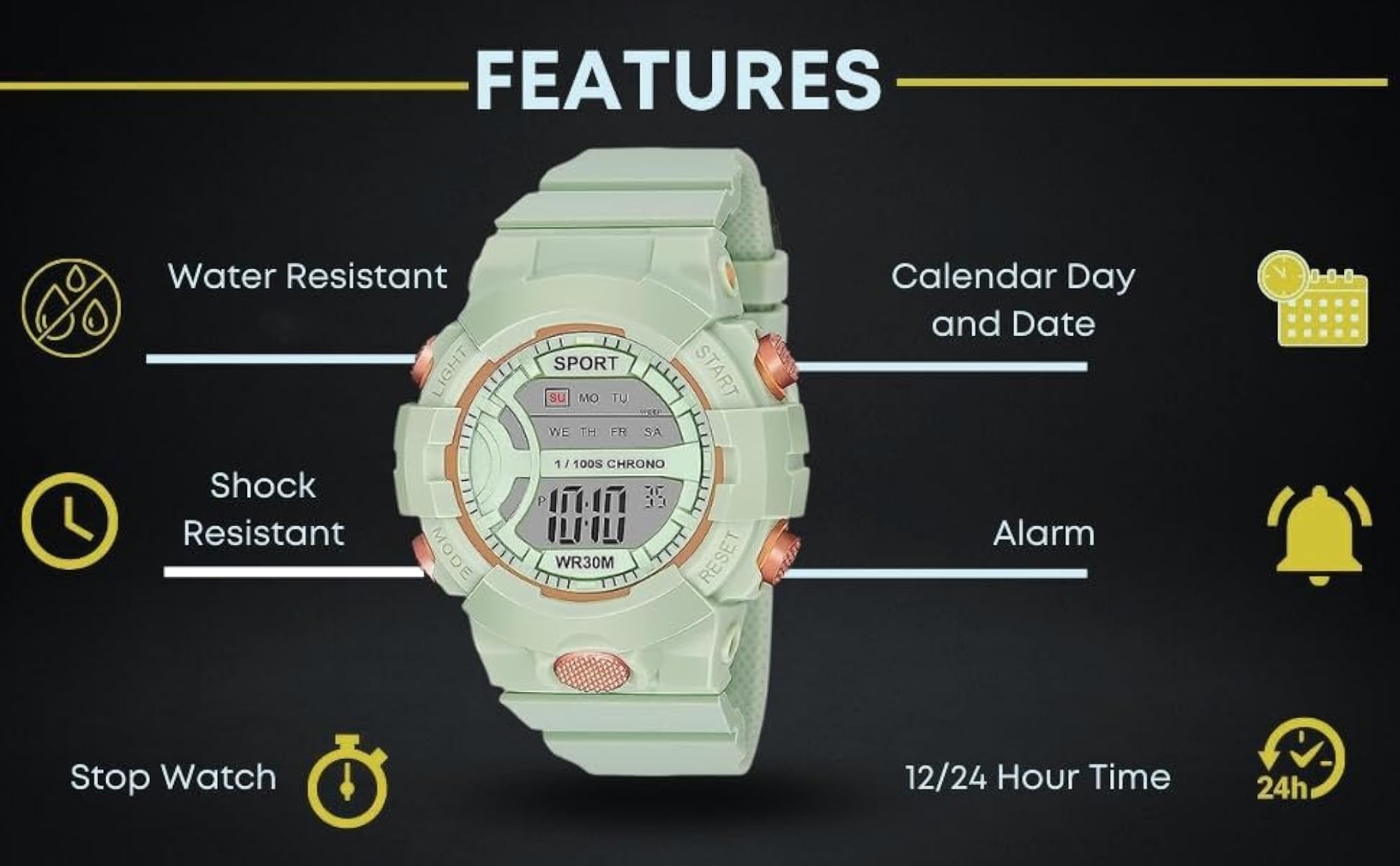Digital Unisex Watch with Multicolour Dial