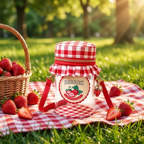 Novelty Purse for Women Cute Strawberry Jam Shaped Crossbody Bag Transparent PVC Bags With Strawberry Accessories - image 3
