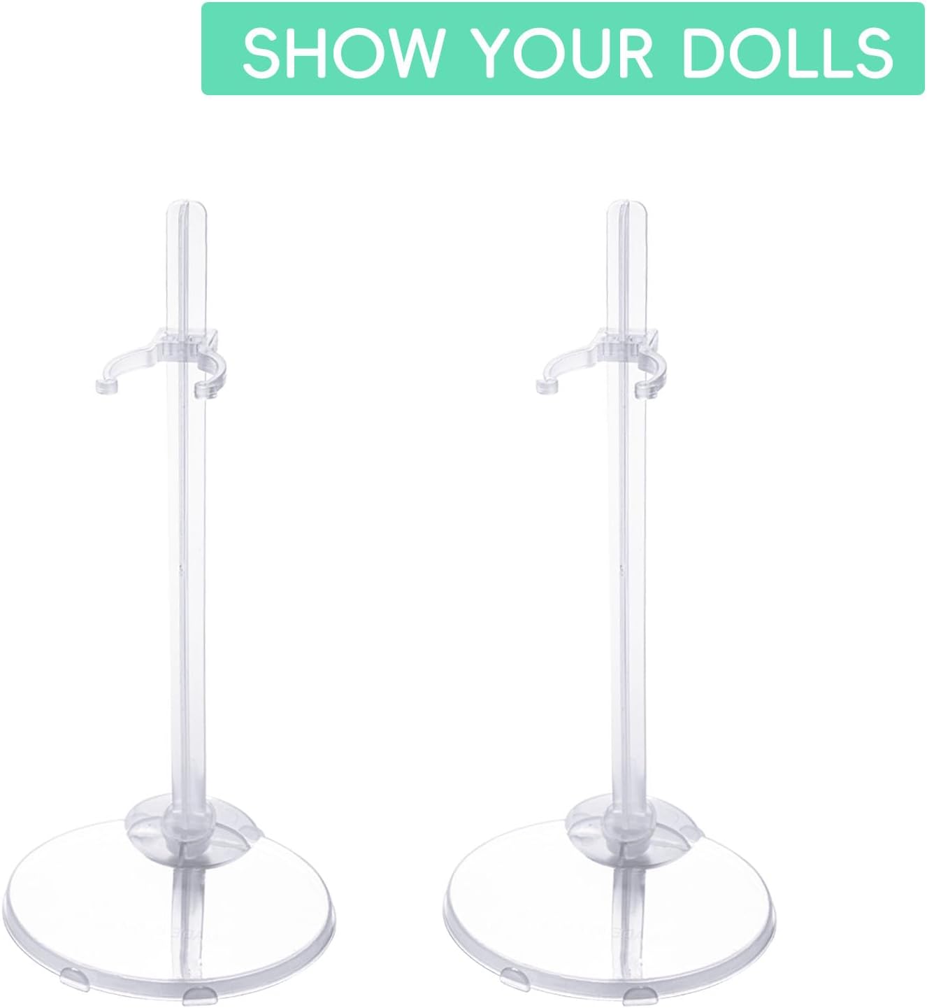 XJMWXHFC 10pc Adjustable Doll Display Holders, Clear Plastic Action Figure Stands, Transparent Support for 11-13 Inch Tall Dolls