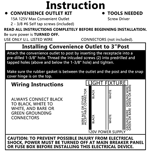 maierke AC 125V 15A Outdoor Lamp Post Grounded Convenience Outlet,Waterproof Electrical Outlet for Outdoor Lamp Poles Replacement M1-053 - Thumbnail 5