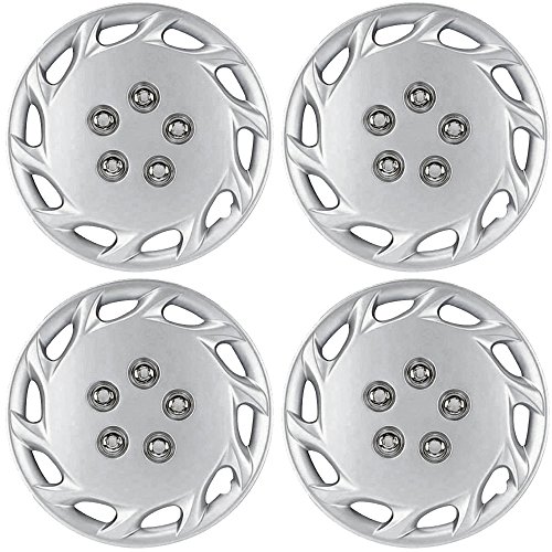 OxGord 14 inch Silver Snap-On Hubcaps with 10 Hole Compatible with 1997-1999 Toyota Camry Standard Steel Wheel Covers product thumbnail 2