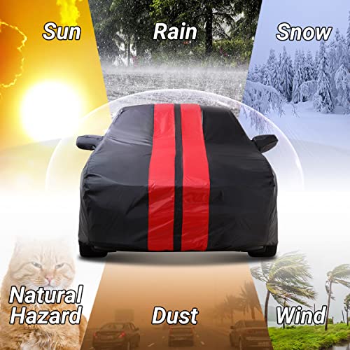 Image of iCarCover Premium Car Cover for 2003-2019 Toyota Corolla Heavy Duty Waterproof All Weather Automobiles Custom Fit Full Exterior Indoor Outdoor UV Snow Rain Protection Covers (Stripe - Black /Red)