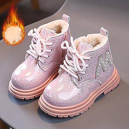 Girls Work Boots Autumn Fashion Leather Lace-Up Boots Soft Flat Ankle Dress Booties Side Zipper Waterproof Shoes3