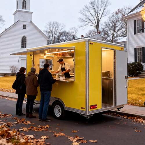 Food Truck Trailer with Colorful Decor, Mobile Food Truck for