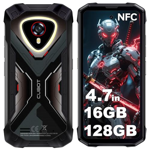 CUBOT Kingkong Mini 4 Telephone Portable Incassable, 16GO+128GO/1TO Smartphone Incassable Android 15, 90Hz 4.7'', Camping Lampe, 48MP, 4700mAh Téléphone Chantier, 4G Dual SIM/NFC/IP68/Widevine L1