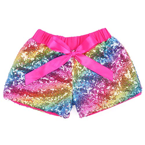Cilucu Baby Girls Shorts Toddler Sequin Shorts Sparkles On Both Sides Hot Pink Rainbow 12 Months #TOP12