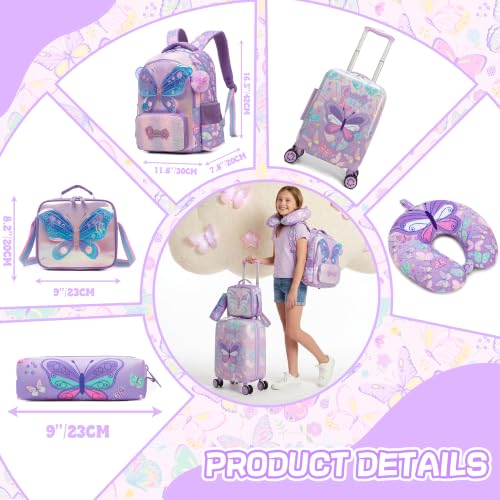 Image of Kids Luggage Set with Spinner Wheels 5 Piece 16inch Toddler Suitcase for Girls Travel Carry on Luggage Airline Approved