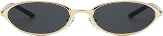 PORADAY Trendy Y2K Oval Sunglasses for Women Cute Slim Cat Eye Sunnies | Stylish 2026 Narrow Oval Sun Glasses,90s Retro Fashion Wire Glasses,UV400 Lightweight Chic Cateye Shades,Beach Regular Use