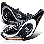 Spec-D Tuning LED Smoke Lens Glossy Black Projector Headlights Sequential LED Signals Compatible with 2012-2017 Hyundai Veloster Left + Right Pair Headlamps Assembly