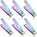 6 Pieces Stainless Steel Nail Clipper Set Nail Cutter Portable Sturdy Nail Clippers Fingernails and Toenail Clipper Cutter for Women Men, Rainbow Color