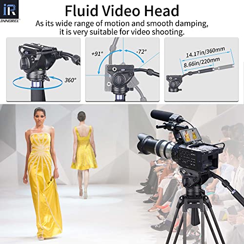 Video Carbon Fiber Tripod System, Innorel Vt80C Tripod Kit 73In/186Cm Professional Heavy Duty Carbon Twin Tube Tripod With F80 Fluid Head Mid-Level Spreader Max Load 12Kg Dslr Camcorder #TOP2