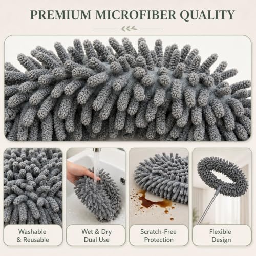 Image of Fan Cleaner Brush with Long Rod | Telescopic Fan Cleaning Mop Microfiber Dust Cleaner | Upto 2 Meter Extendable Duster for Home Cleaning Microfiber Duster for Cleaning of Home Kitchen Car Ceiling