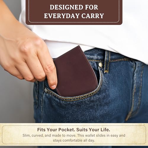 Image of ROGUE WALLET Tailored Genuine Leather Wallets - RFID Blocking, Durable & Stylish Front-Pocket Comfort - Holds 6-8 Credit Cards, ID Window, Extra Storage Pockets & More (Brown)