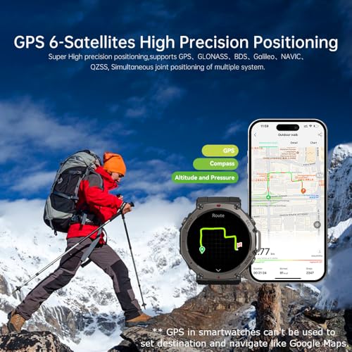 Image of Shyenah DM58 GPS Adventure & Sports Smartwatch - 1.43 HD AMOLED Display | 5ATM Waterproof, 170+ Sports Modes | Compass, Altimeter | 24H Sleep, HR, SpO2 & Stress Monitoring | 500mAh Battery(Black Band)