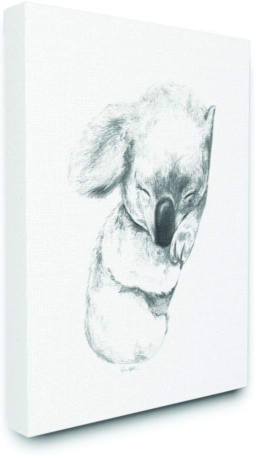 Stupell Industries Cute Koala Baby Animal Neutral Grey Drawing Design Canvas Wall Art, Multi-Color
