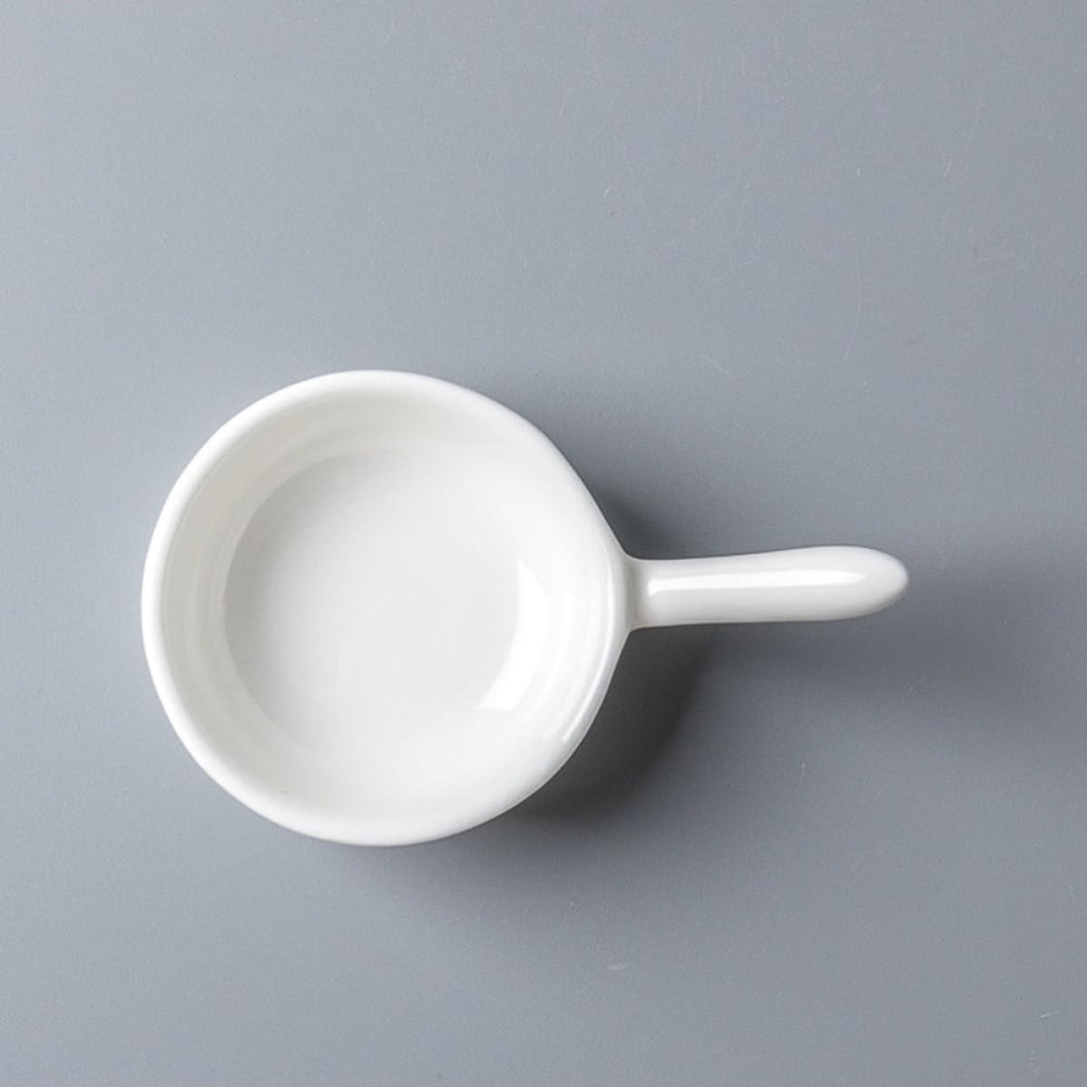 ULTECHNOVO 2pcs Porcelain Sauce Dish with Handle, Light-colored Side Plate