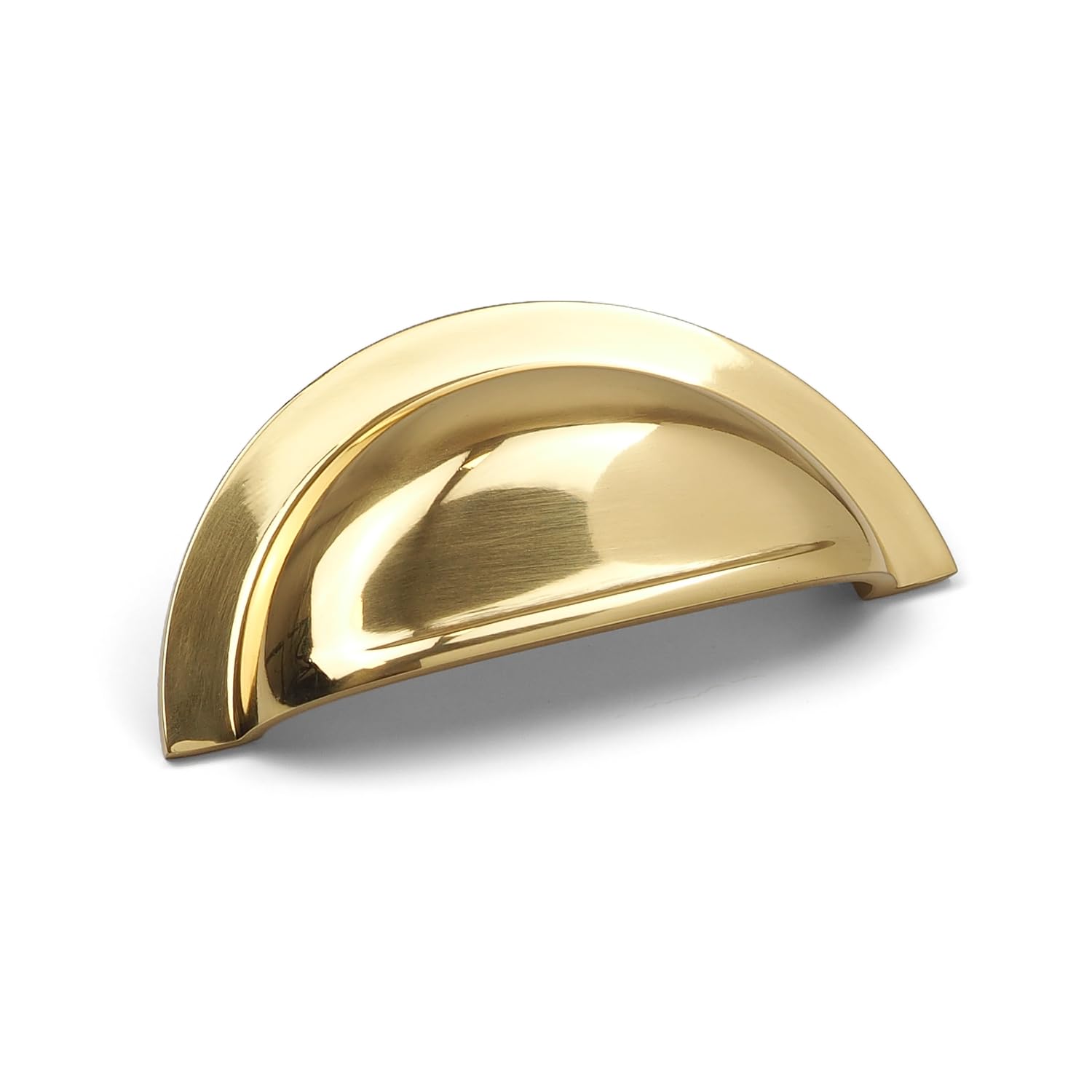 Handle & Home 76mm Polished Brass Cup Handle – Premium Cabinet Handle for Kitchen, Bedroom & Furniture