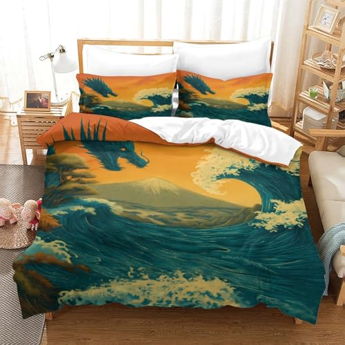 Housse de couette imprimé en 3D dragon mythique parure de lit 135x200