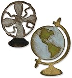 Sizzix Movers & Shapers Magnetic Die Set 2PK - Vintage Fan & Globe Set by Tim Holtz